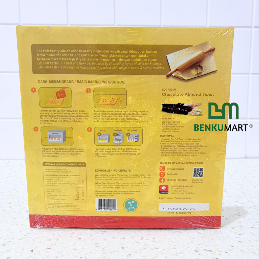 

Puff Pastry Sheet Edo (750 gr) Lembaran Adonan Pastri