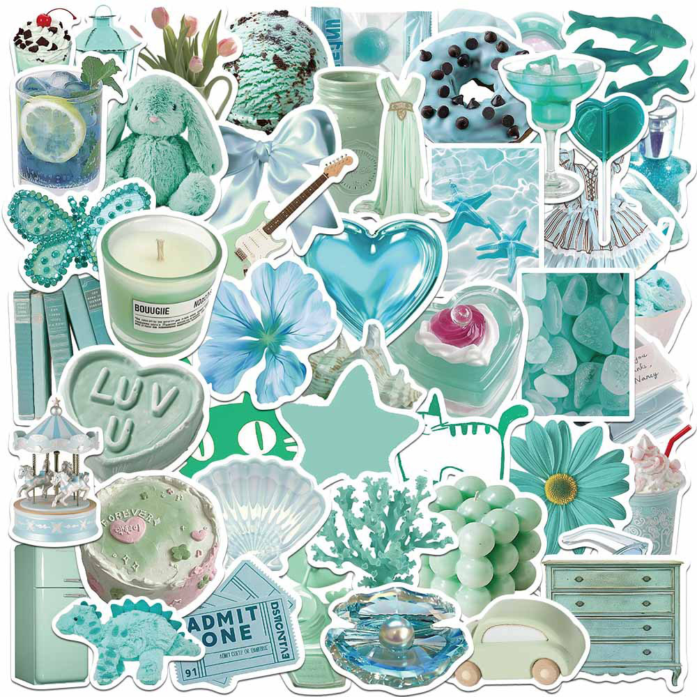 

10/30/50pcs Cute Mint Green Stickers Ins Style Cartoon Decals Notebook Fridge Laptop Phone Case Bike DIY Decoration Kids Toy