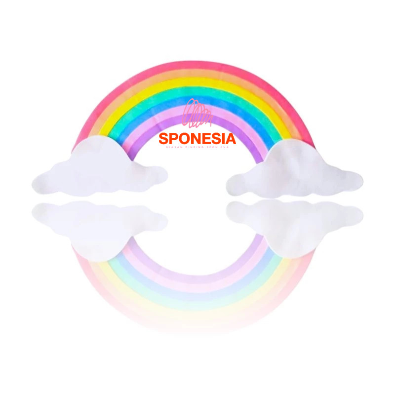 Hiasan Dinding Pelangi dan Awan 20 x 40 dekorasi kelas Tk paud SD pojok baca