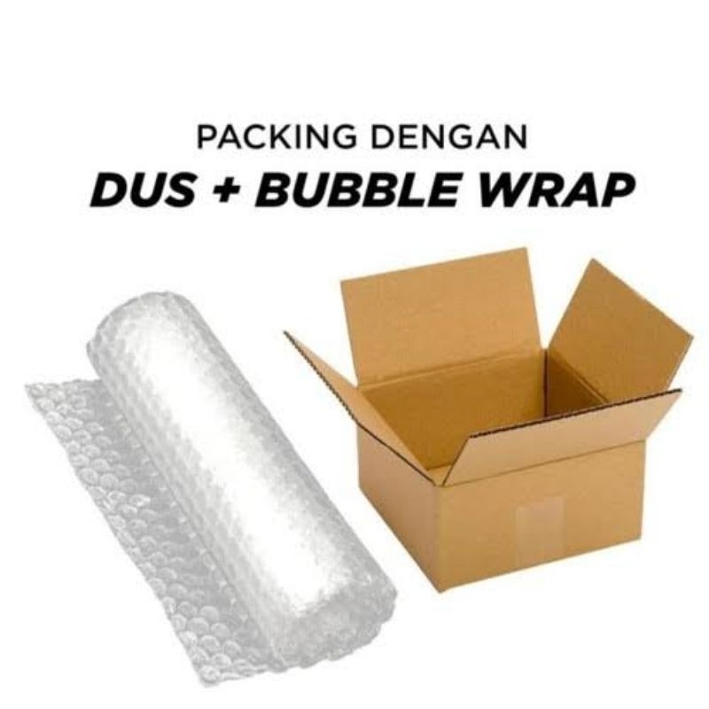 

PACKING TAMBAHAN BUBLE WARP KARDUS PLASTIK PASTI EXTRA LEBIH AMAN ANTI RUSAK