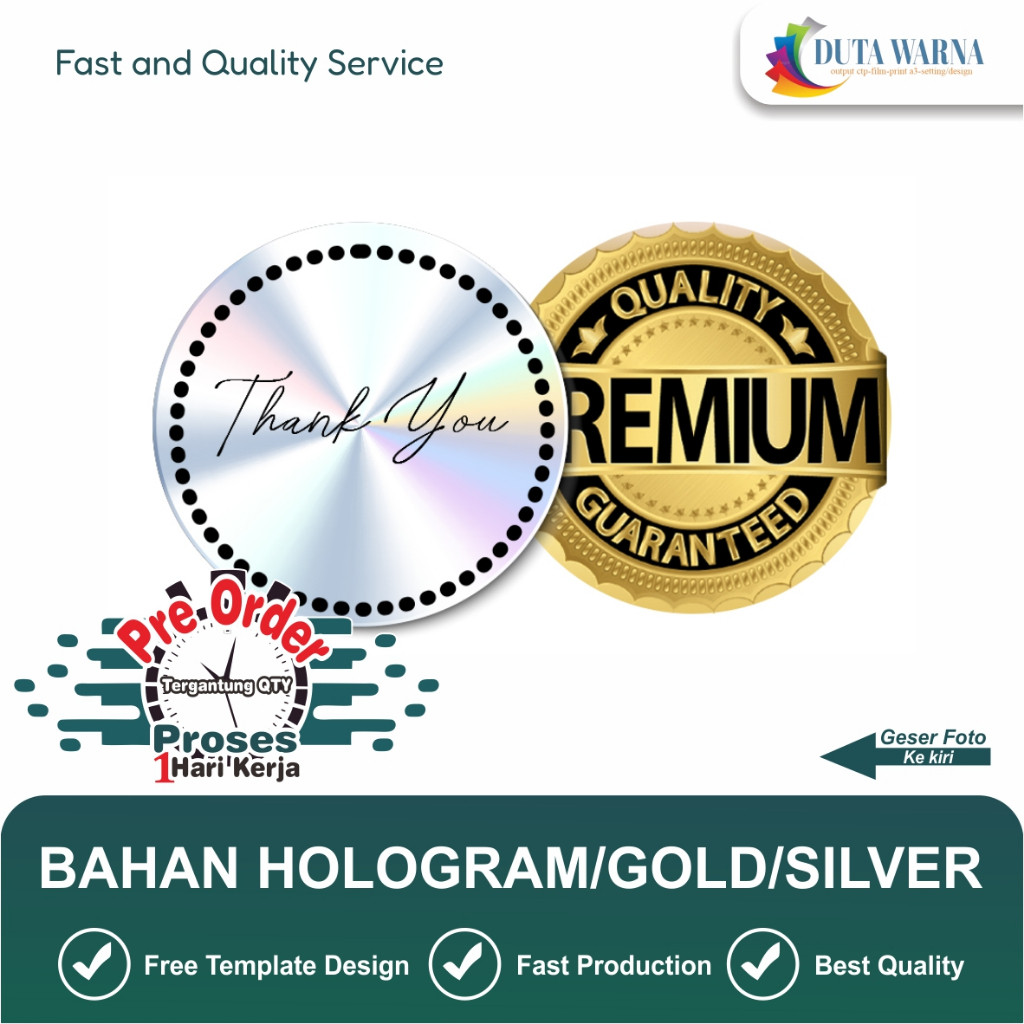 

PROMO AMBYAR Stiker Custom Hologram / Gold / Silver (Cetak + Cut). Model Bulat, Persegi & Sesuai Pola (Custom) TERBAIK
