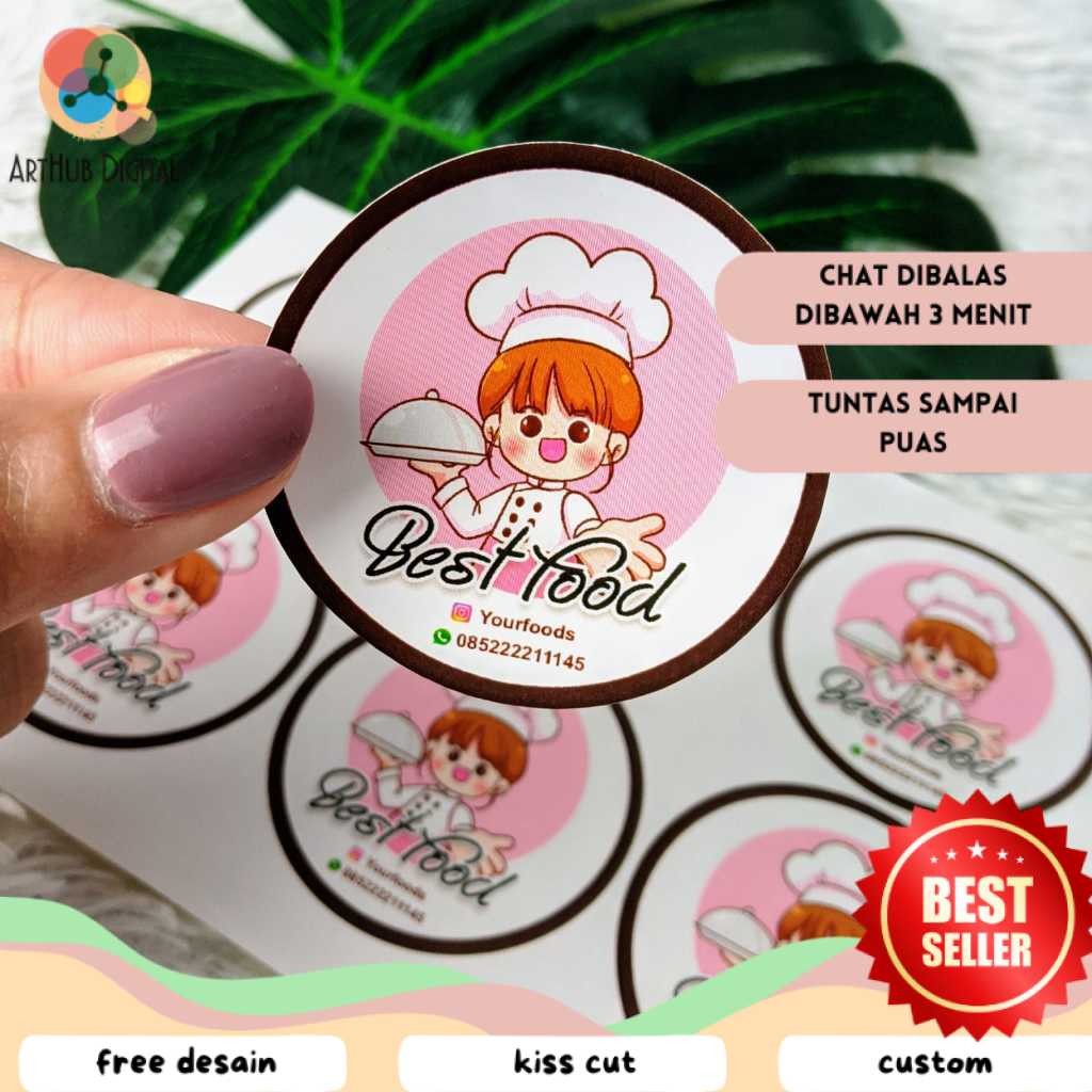 

AHD SBC 8-15 Cetak Stiker Bulat Logo Olshop Custom Sticker Label Makanan Free Desain Print
