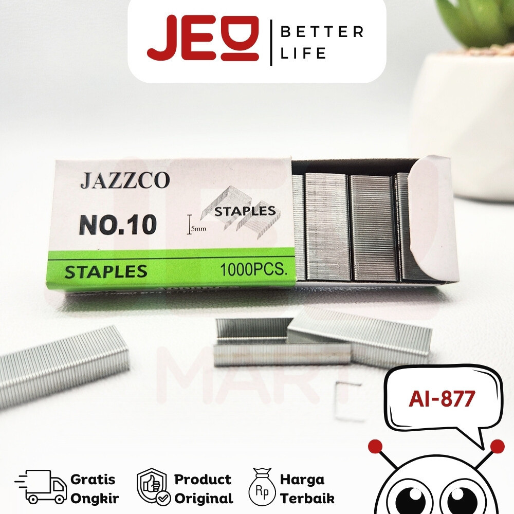 

1 BOX isi 10 pak 10,000 Pcs Staples Isi Stapler Refill Stapler JAZZCO No. 10