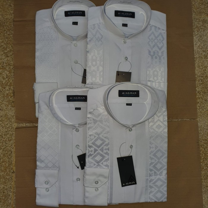 Baju Koko Alisan lengan panjang original ukuran 15 (M) - Putih