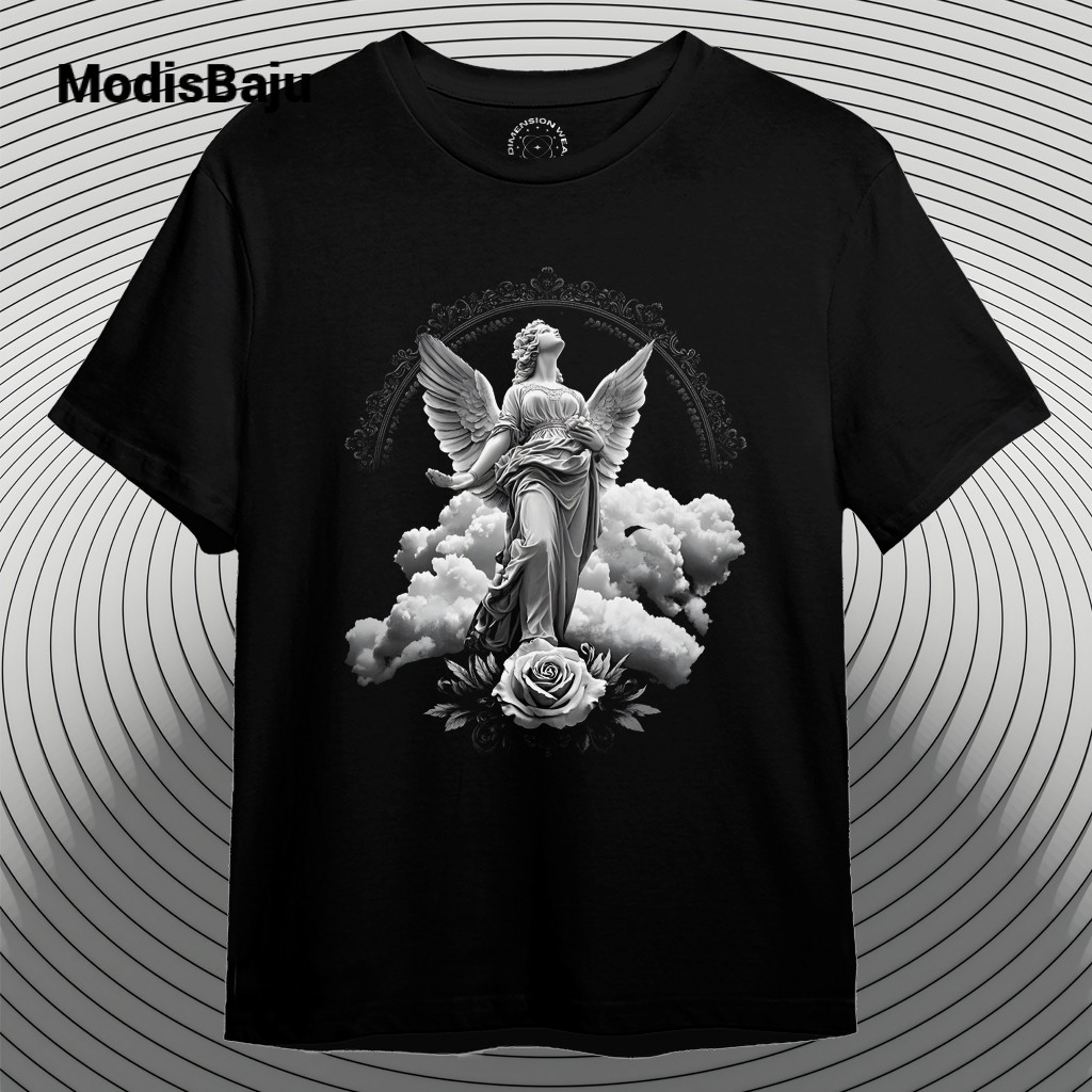 ModisBaju - Kaos Distro Premium Original 3D Rose Cloud Flying Angel Statue