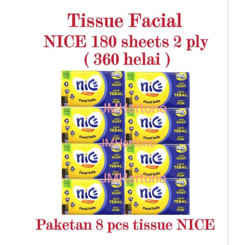 [ MaksQ ]Tisu NICE 180 sheets / Tisu NICE 360 helai 2 ply / Paketan  8 pcs NICE/ Terbaru Murah Grati