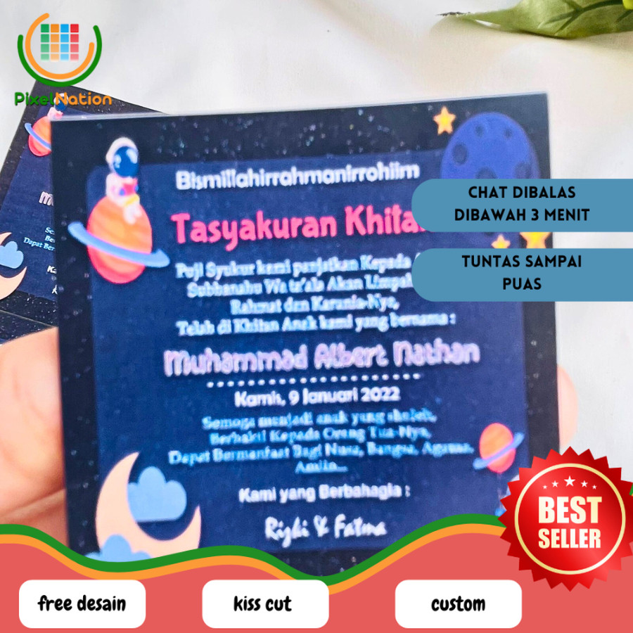 

PiNat 12-15 Cetak stiker syukuran khitan kotak tasyakuran walimatul khitanan custom unik