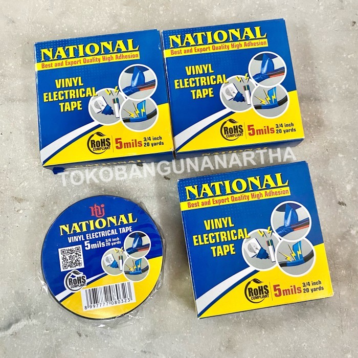 

Isolasi Kabel Listrik National / Selotip Vinyl Electric Tape 20 Yard
