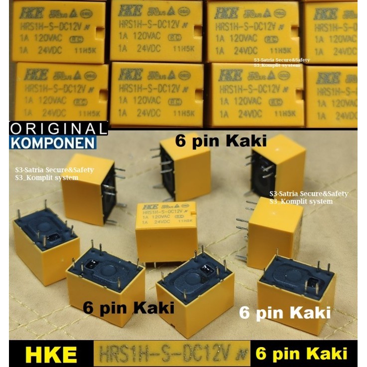 HKE HRS1H S DC12V 6pin Relay dc 12V 6 pin Kaki asli 12volt 6kaki ori