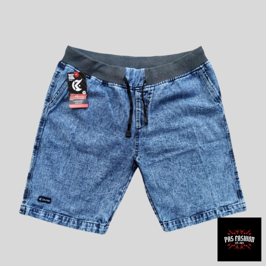 (BIG SIZE) CELANA JEANS PENDEK JUMBO PRIA PINGGANG KARET SIZE 27 - 44 DISTRO RIPPED SOBEK