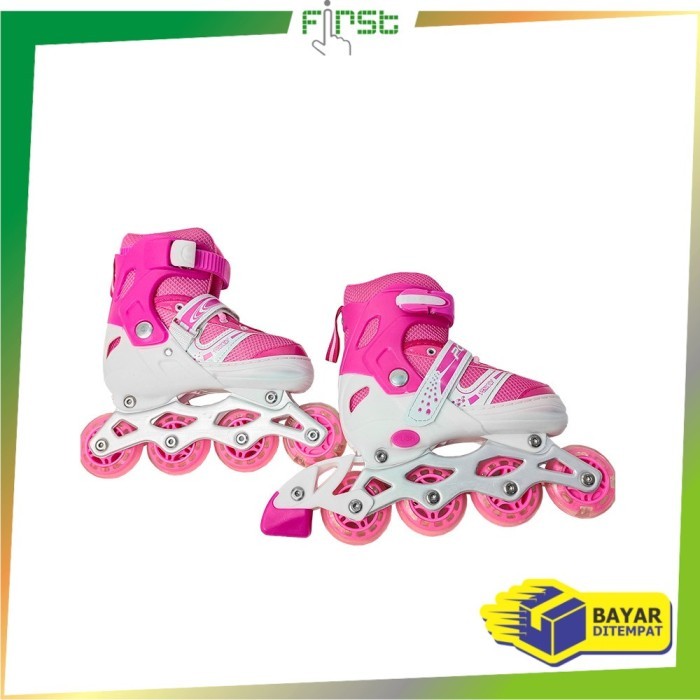 Terlaris - sepatu roda anak fullset (body protecktor +helm) / inline skate - Biru, M 35-38