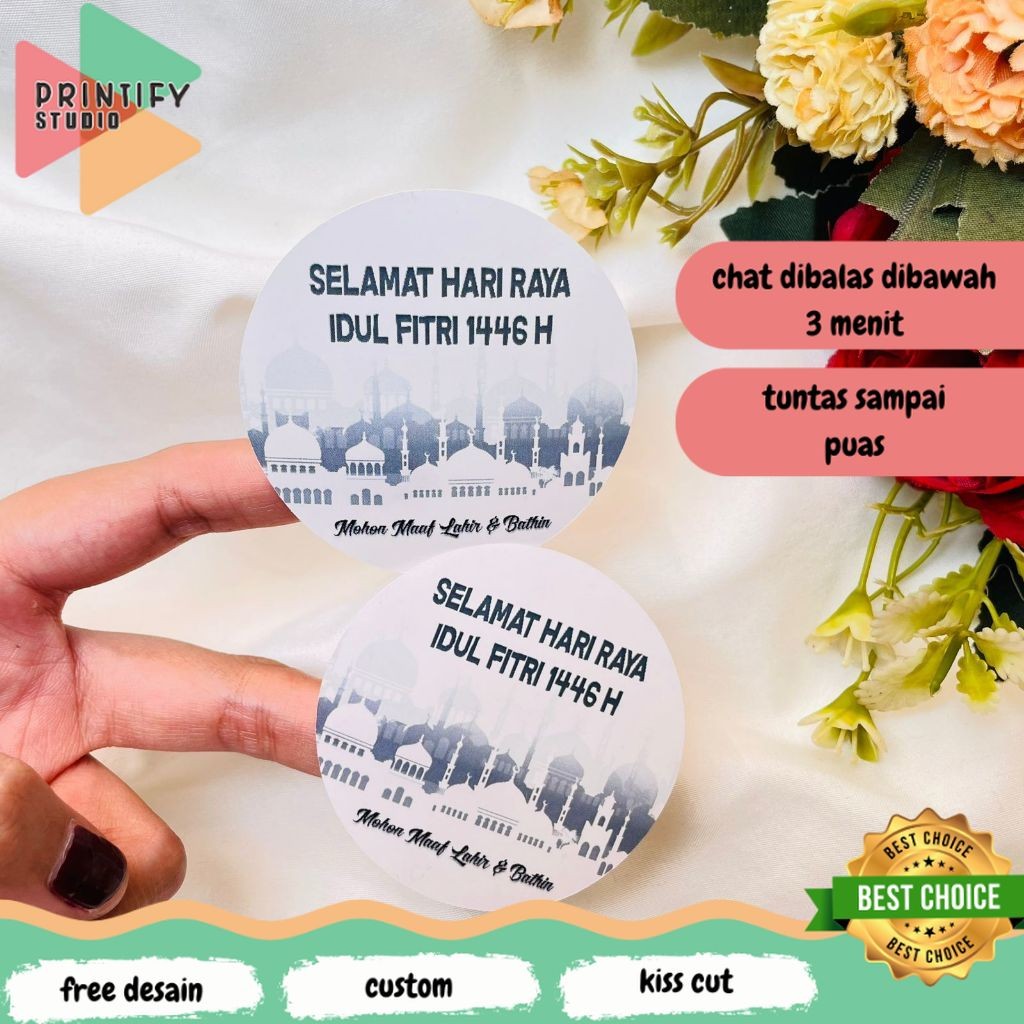 

Printify 2-4 Sticker Label Lebaran Stiker Selamat Idul Fitri Bulat Kue Kering Ramadhan Eid Fitri