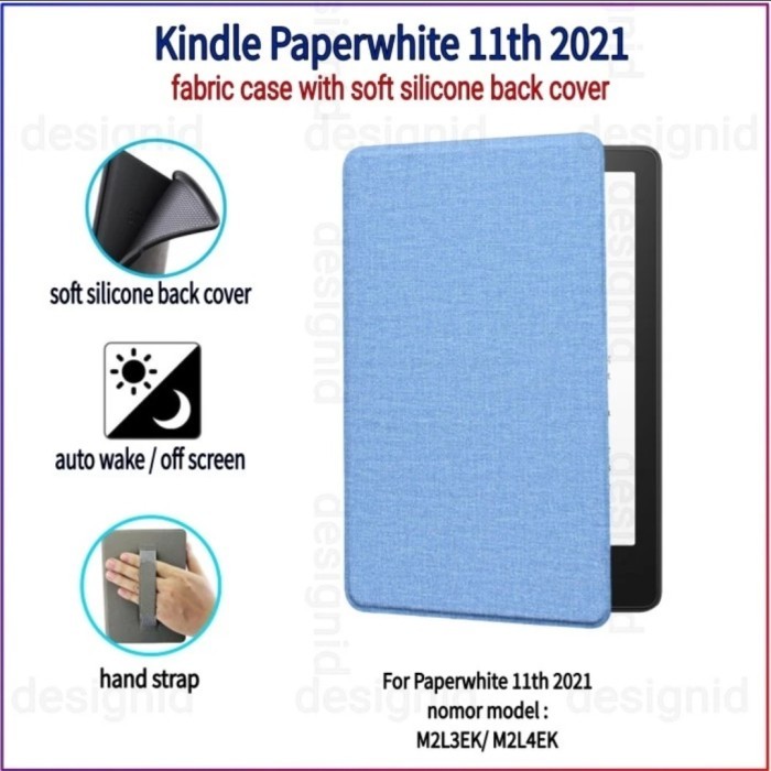 

promo -Denim case kindle paperwhite 11th 2021 fabric hand strap casing unik - lht blue, Soft Silicone
