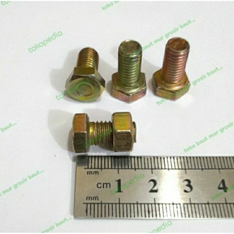 ( 50 pcs ) Baut rak siku M8×15 Baut Dan mur (Kunci 12) kuning