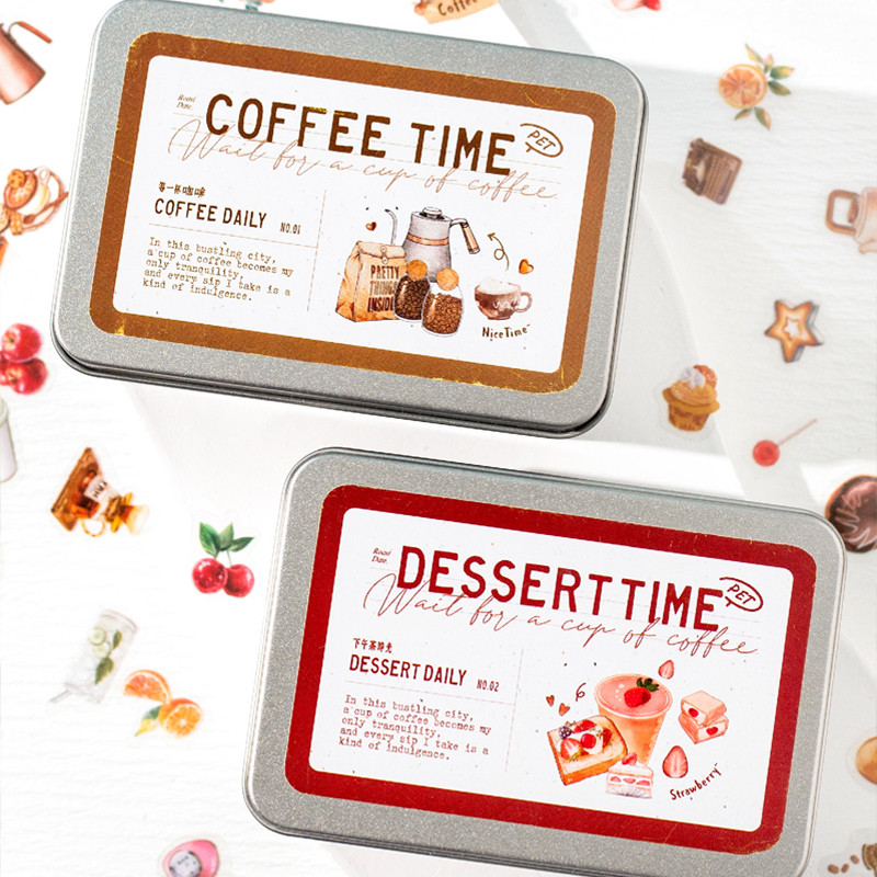 

Mr. Paper 2Style 1000Pcs/bag Coffee Time Series Iron Box Stickers Creative Handbook DIY Scrapbook Phone Case Notebook Decoration