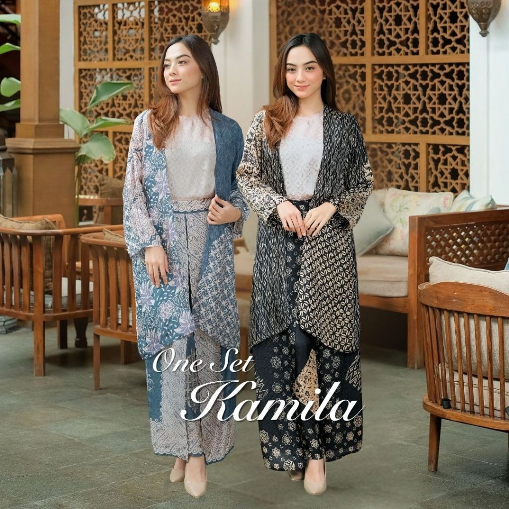 BAHAN PREMIUM / KINNAS - KAMILA Set Outer dan Celana Kulot Batik Kerja Wanita Modern - Setelan Outer