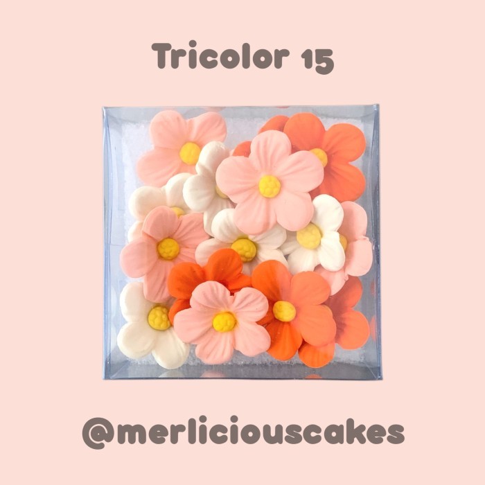 

Tricolor 15 Orange Bunga Gumpaste Flower Cake Kue Topper