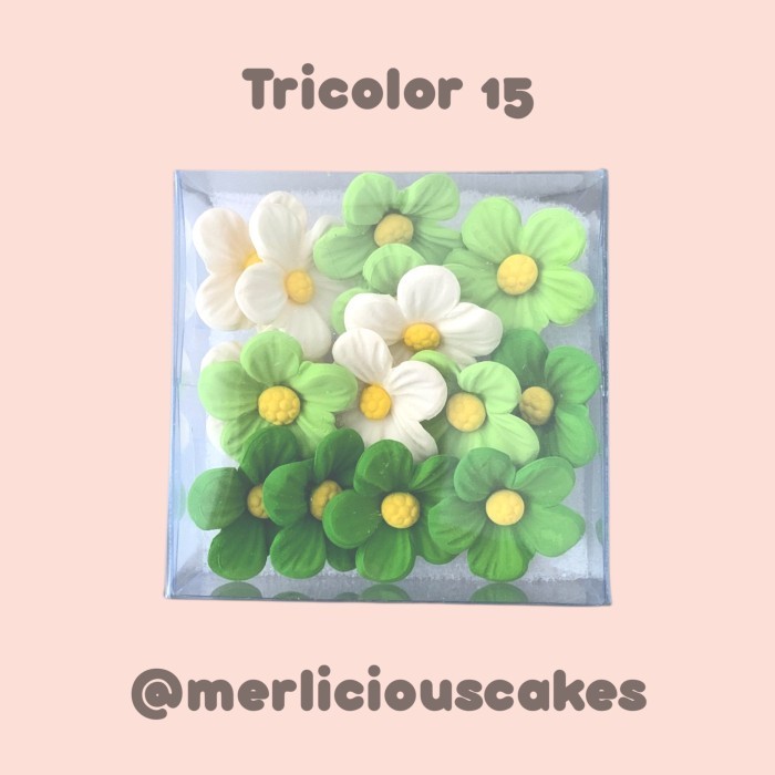 

Tricolor 15 Hijau Bunga Gumpaste Flower Cake Kue Topper