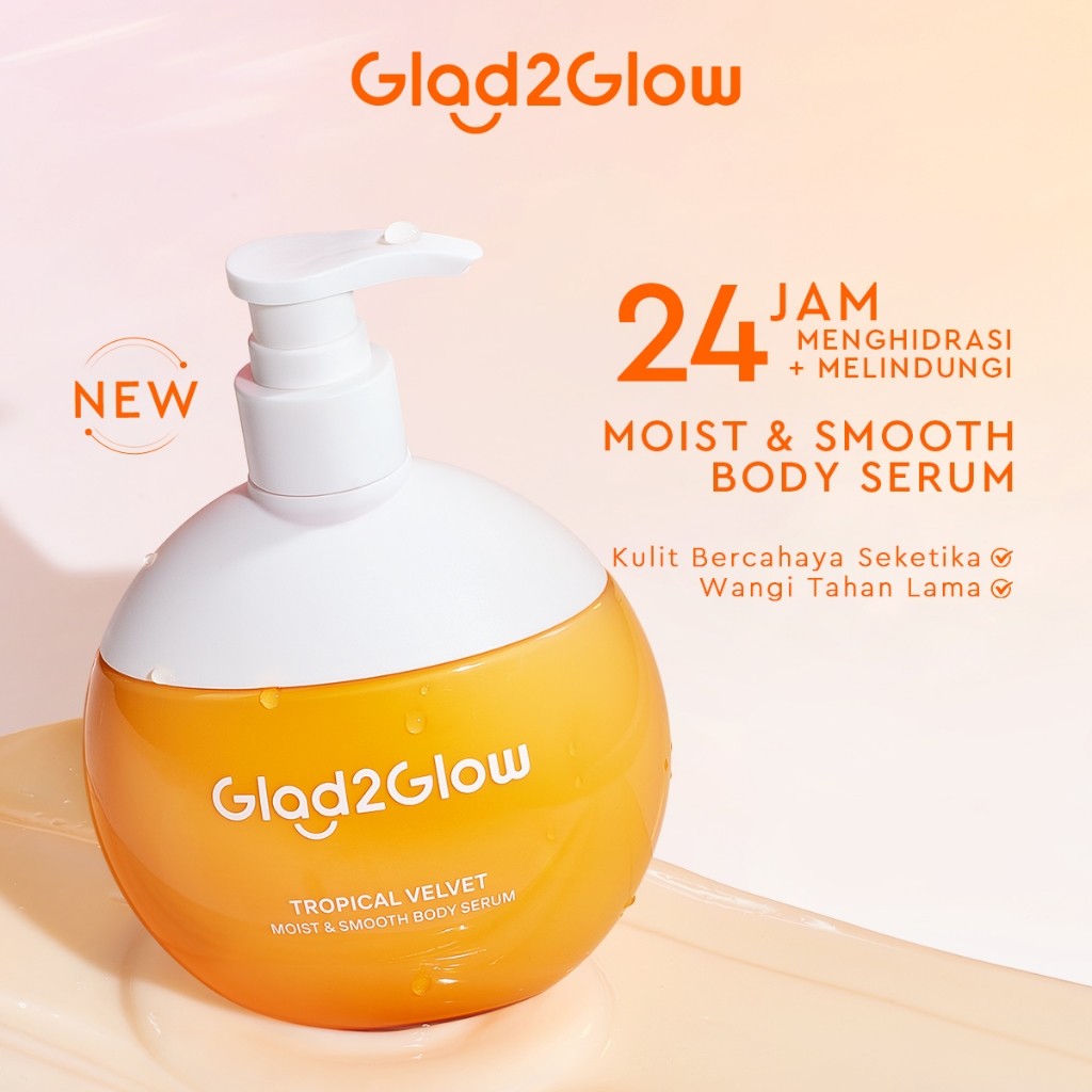 GLAD2GLOW Tropical Velvet Moist & Smooth Hand Body Serum 300ml | Body Cream Body Lotion Menghidrasi 