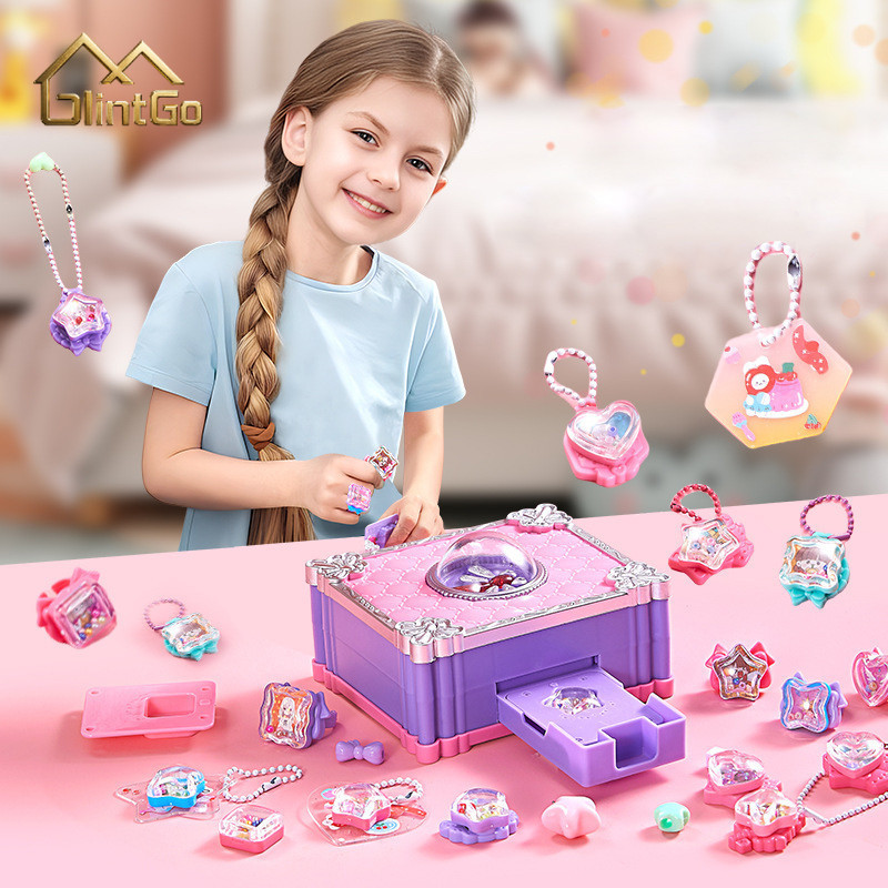 

Mainan Anak anak Mesin Stiker Universal Kotak Harta Karun Guka Buku Ajaib Perempuan Set Buatan Tangan DIY 73pcs