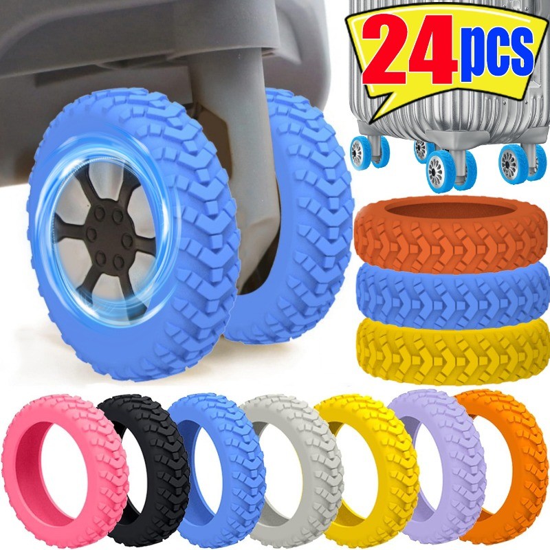 1/24Pcs Thicken Texture Silicone Wheels Protector For Luggage Reduce Noise Travel Luggage Wheels Cov