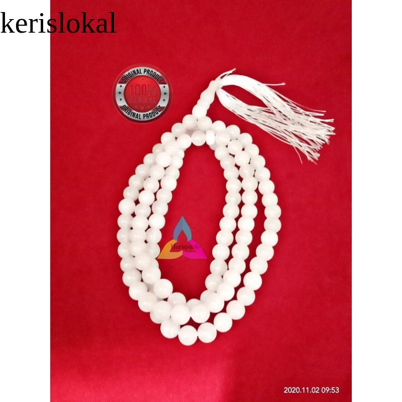 TASBIH BATU GIOK PUTIH SALJU ASLI ISI 99 KL3