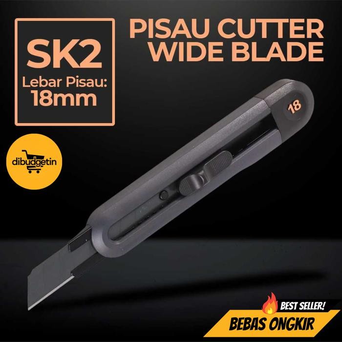

Deli Pisau Cutter Auto Lock Snap Off Wide Blade SK2 18mm - HT4018
