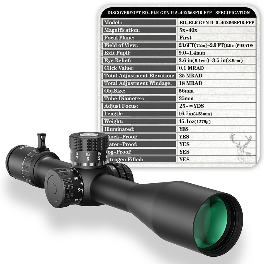 Teleskop Discovery ED-ELR GEN2 5-40X56 SFIR FFP Zero Stop Tube 35mm Telescope Discoveryopt ED ELR Ge