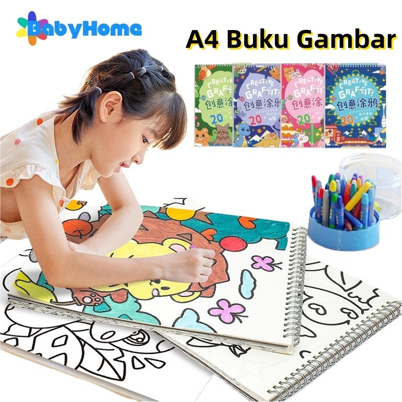 

New Babyhome A4 Buku Gambar Mewarnai Anak Buku Grafiti Anak Siswa TK SD Belajar Mewarnai Sketchbook Berlaku Untuk Krayon / Kanvas Batang / Spidol / Pena Warna Air / Cat TimahPremium