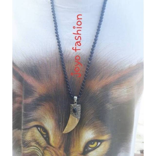 KALUNG TASBIH FOSIL AKAR BAHAR HITAM LIONTIN MODEL TARING KUKU