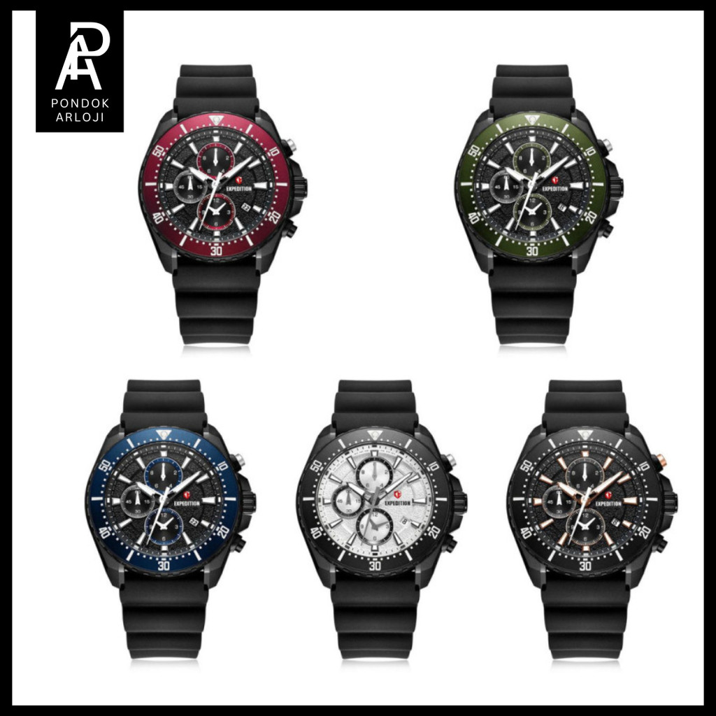 ORIGINAL Jam Tangan Pria Expedition EXP 6869 / E6869 / 6869 Rubber Garansi 1 Tahun
