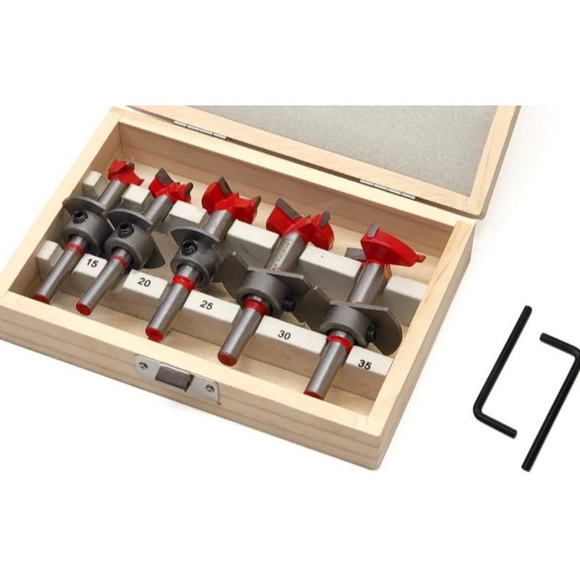 WITH STOPPER mata bor engsel sendok set 5pcs / forstner drill bit set premium with guide stopper / m