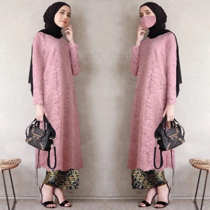 ✨LARIS✨ -PROMO ATASAN KEBAYA TUNIK LONG KEBAYA BRUKAT WARNA HITAM - ATASAN HITAM, M