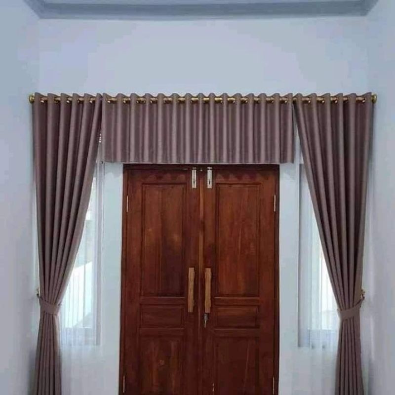 Paket 2 Gorden T.240cm + poni atas Pintu pintujendela dan pintu  lurus pintu utama ruang tamu 1set g