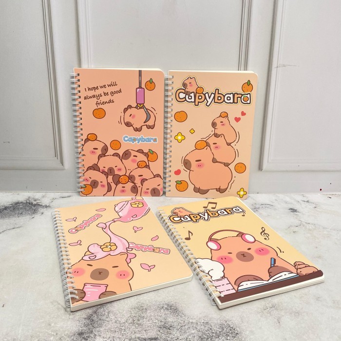 

Buku Binder Spiral CAPYBARA Ukuran A5 Super Cute Lucu Kertas Bergaris / Buku Tulis Capibara Imut Unik Favorit Anak Kekinian Alat Tulis Sekolah Fancy