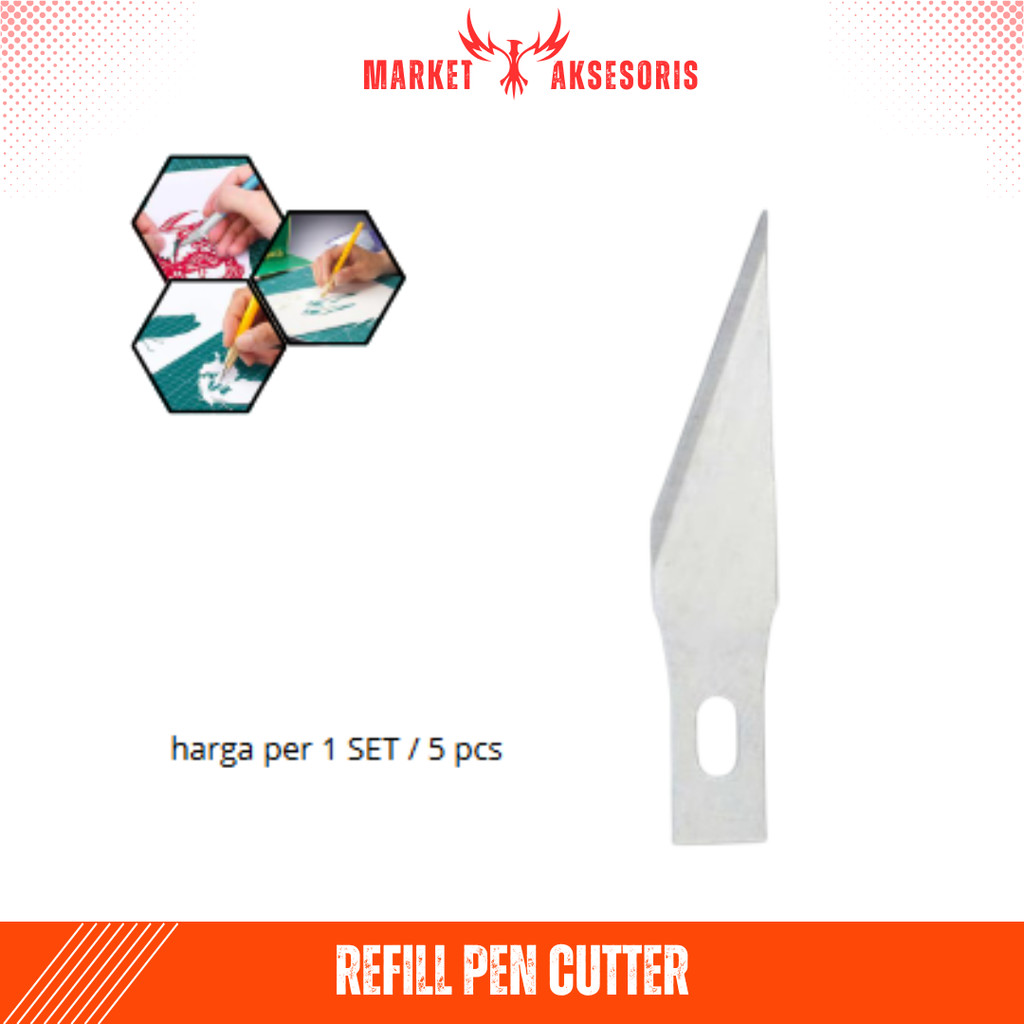 

MARKET AKSESORIS Refill Mata Pisau Pen Cutter Isi Ulang Pemotong Kertas Stiker Suku Cadang Alat Potong
