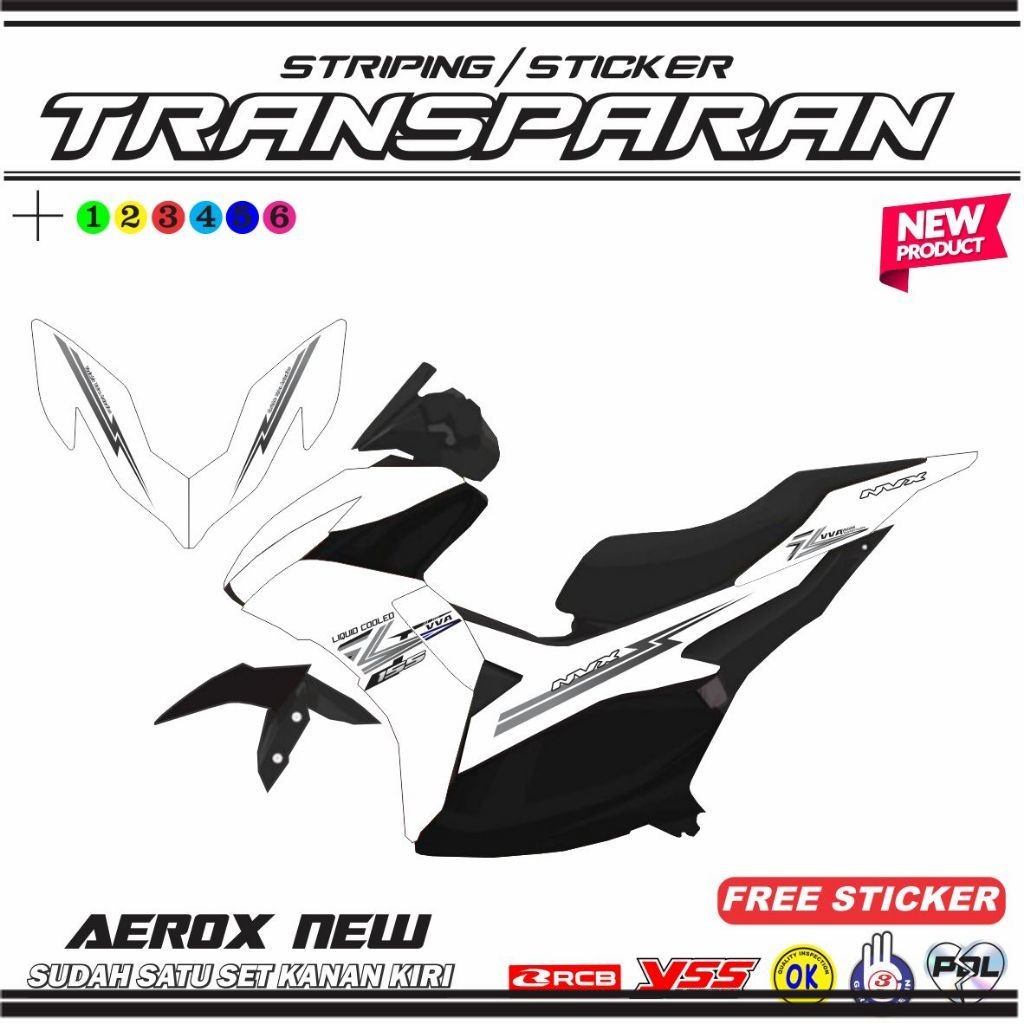Striping Transparan Aerox New Design Terbaru Simple Sticker Bening POLET