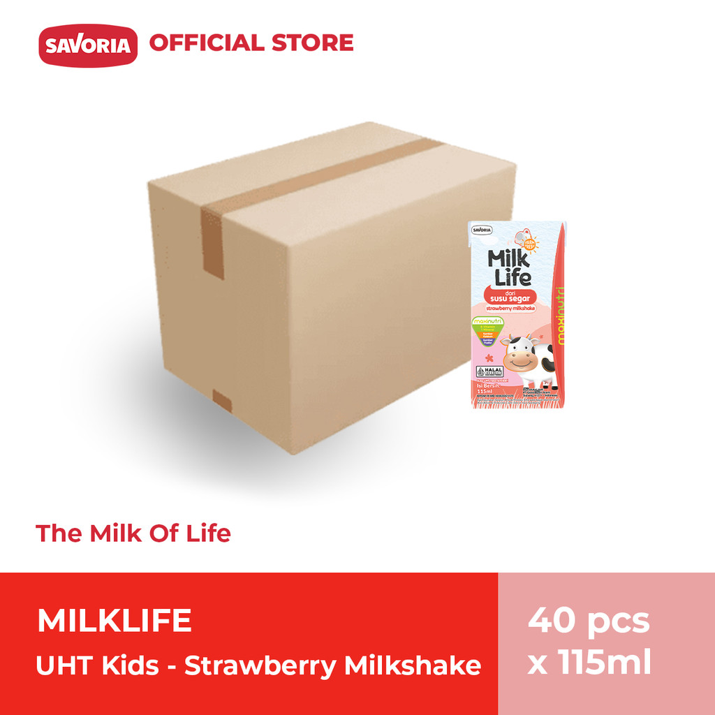 

MilkLife UHT Kids Strawberry Milkshake 1 Karton - Susu Rasa Stroberi 40 Pcs x 115ml