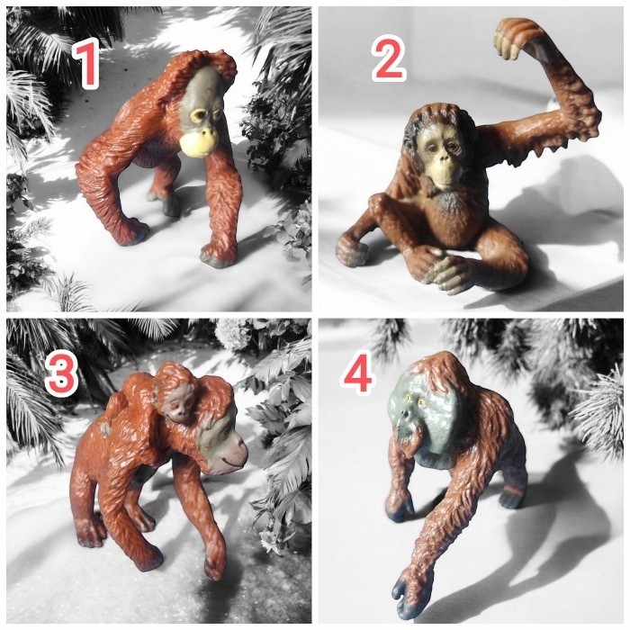 Patung Pajangan Mainan Miniatur Orangutan Orang Utan 7-11 cm - 1
