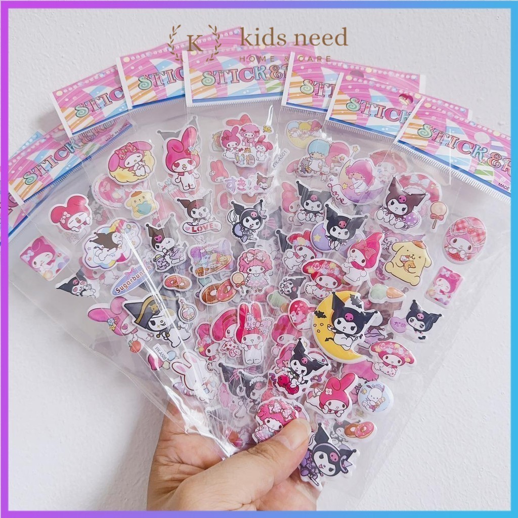 

Stiker Timbul 3D Sanrio / Stiker Karakter Kuromi Melody / Stiker Mainan Anak Tempel Lucu