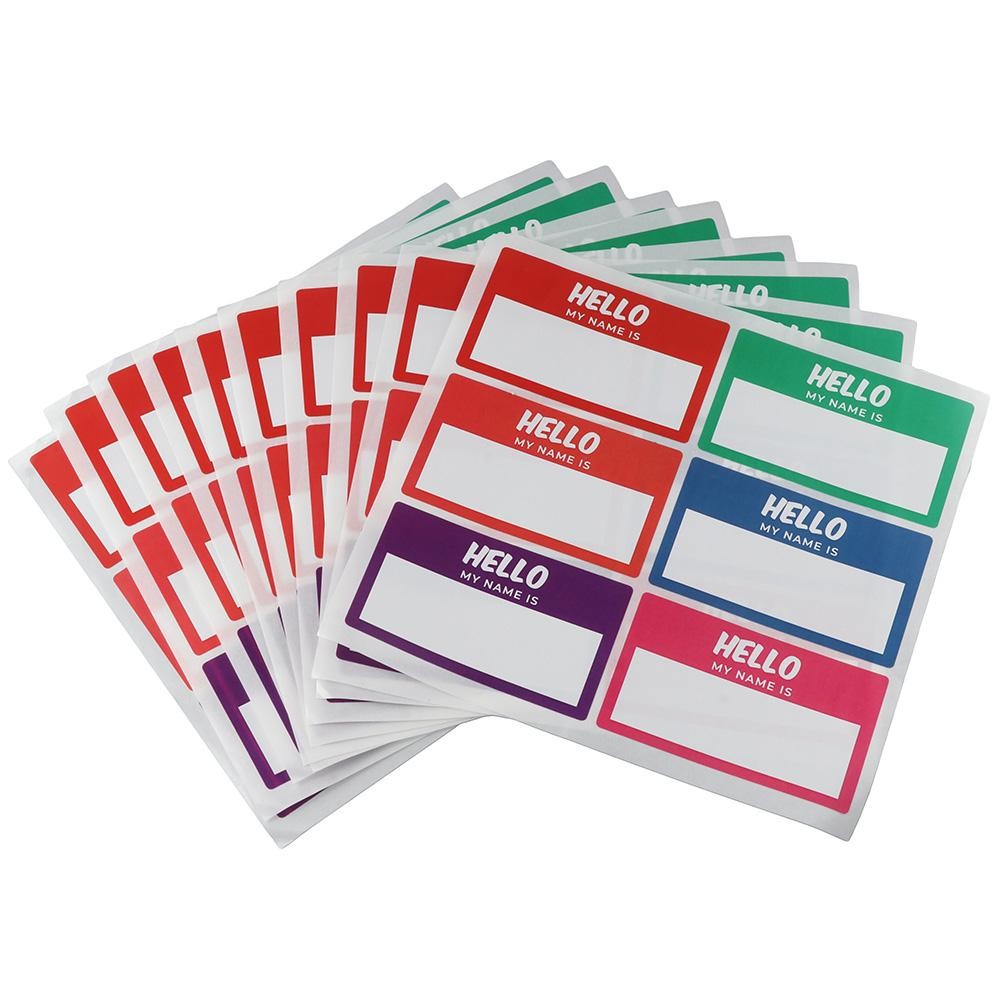 

60Pcs Name Tags, Hello My Name is Stickers 6 Colors, Colorful Name Tag Stickers for Office, Meeting, 3.5