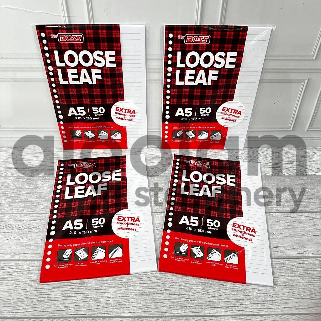 

SATU PACK ( 50 LEMBAR ) Loose Leaf Isi Binder A5 50 Lembar Big Boss