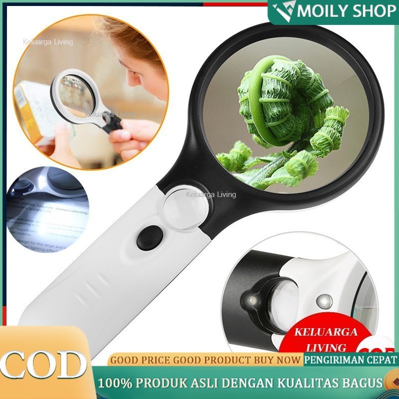 

2in1 Magnifier Gelas Kaca Pembesar Dengan Lampu 3 LED Loop Magnifying Untuk Membaca dan Perhiasan