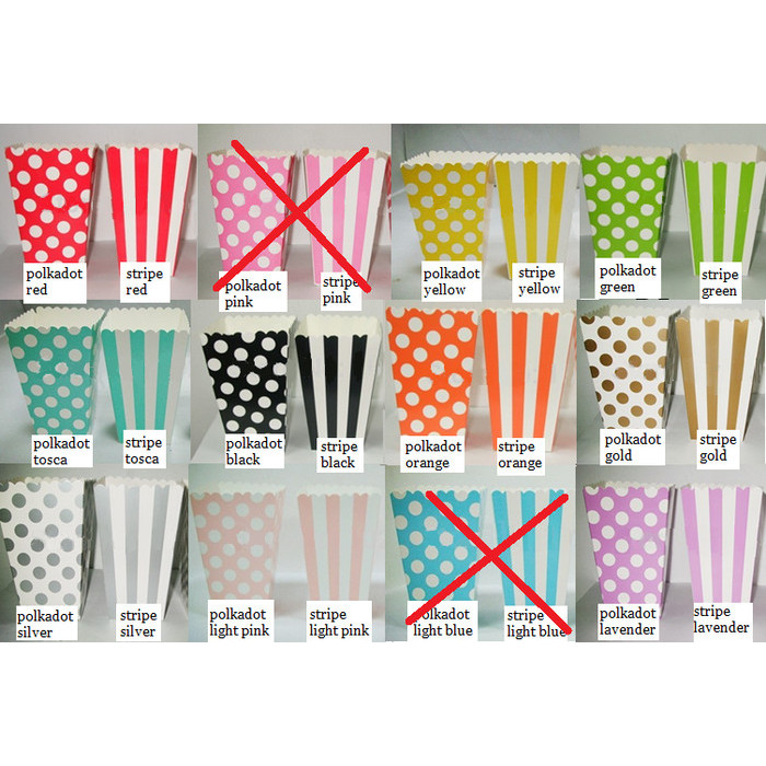 

Popcorn Box Polkadot Stripe isi 12pcs / Tempat Permen Coklat Kertas - polkadot, yellow LAS