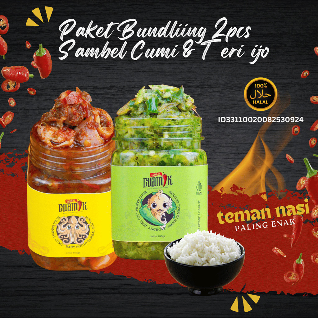 

Paket Bundling 2pcs Sambel Cuamik - Sambel Cumi Sambel ijo Teri enak gurih pedas dan nikmat segar