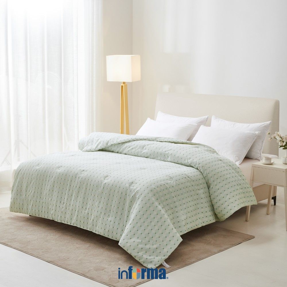 Informa Bed Cover Yoel Yael Cokelat Hijau Biru Abu King Queen Single 240X210 210X210 160X210 Selimut