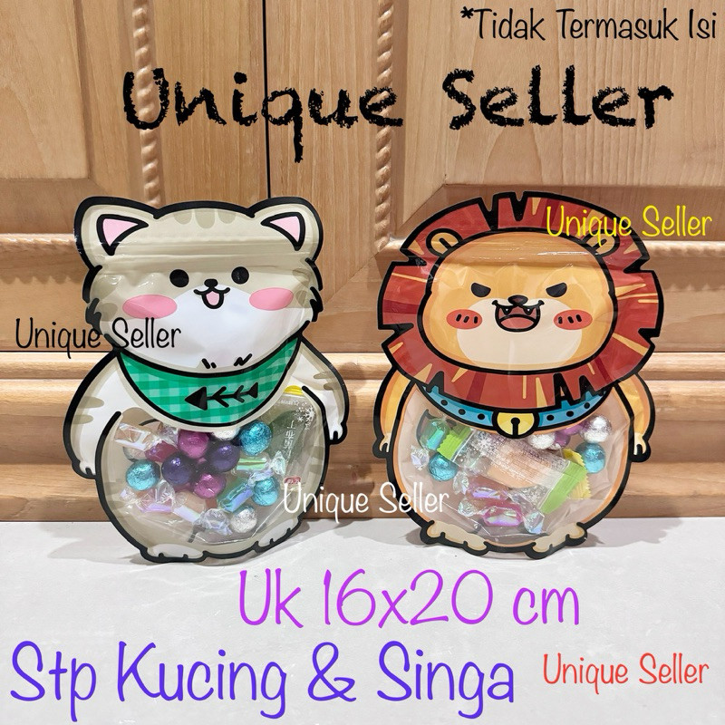 

1 pcs Standing Pouch Snack Hadiah Ultah Ulang Tahun Ziplock Model Kucing dan Singa / Plastik Zipper Snack Goodie Bag Kucing Singa / Plastik Kemasan Karakter Lucu Snack Jajan Pernikahan Acara / Plastik Zipper Lucu Souvenir Aksesoris