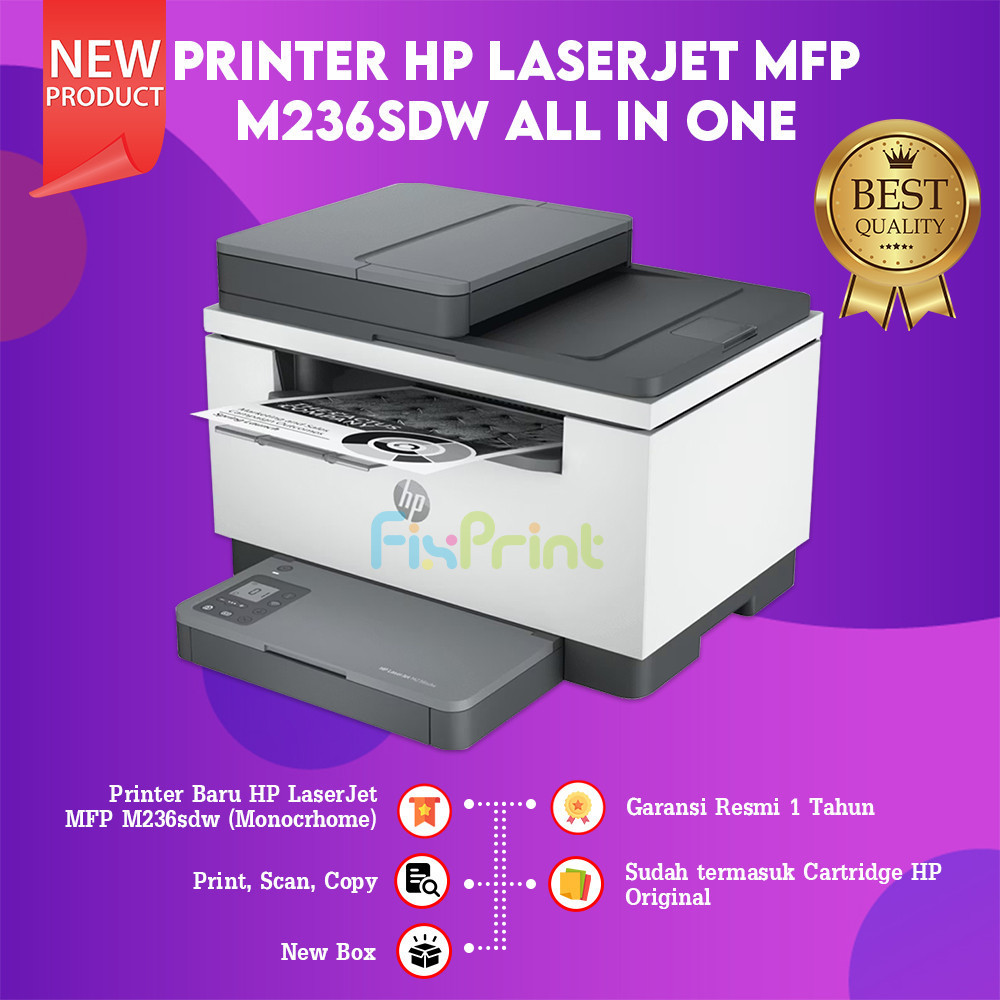 FixPrint Printer HP Laserjet MFP M236sdw All In One Print Scan Copy Duplex Wifi Wireless FAX ADF Gar