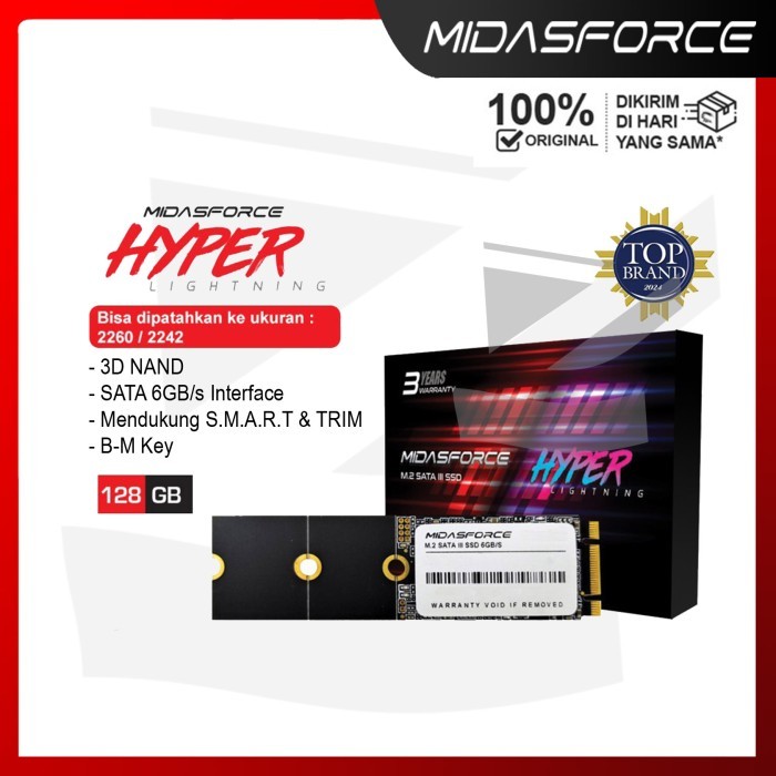 SSD M.2 SATA 256GB Midasforce Hyperlightning  - 128GB