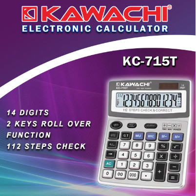 

KC-715T KALKULATOR KAWACHI 14 DIGIT / KC715T KC 715 T / CHECK CORRECT 14 DIGITS